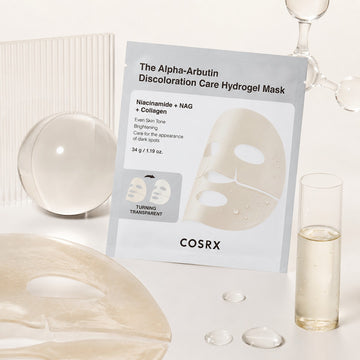 Mascarilla de hidrogel COSRX con alfa-arbutina para el cuidado de la decoloración, 3 unidades