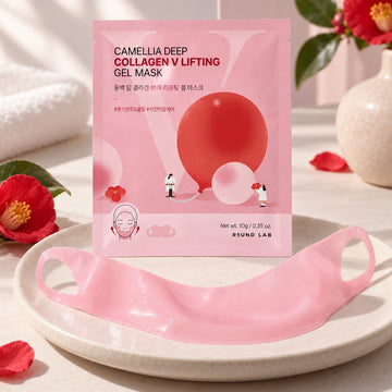 ROUND LAB Mascarilla en gel reafirmante de colágeno profundo con camelia, 4 piezas