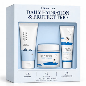ROUND LAB Daily Hydration & Protect Trio – Cleanser, Cream & Sunscreen
