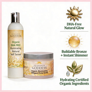 Best Organic DHA-Free Self Tanner + Bronzing Shimmer Bundle