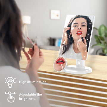 Pursonic Makeup Essentials Duo – LED Countertop Mirror + 5-Piece Brush Set