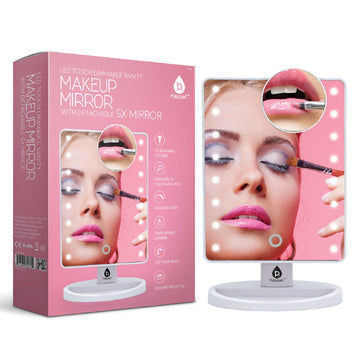 Pursonic Makeup Essentials Duo – LED Countertop Mirror + 5-Piece Brush Set