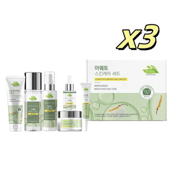 Cordyceps Skincare Set Facial Cleanser Face Moisturizing Serum Toner Firming Eye Cream Face Brighten Skincare Product Gift Box
