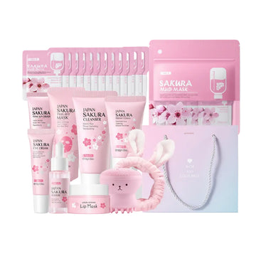 Japan Sakura Skincare Set Moisturizing Anti-Aging Kit Wrinkle Smoothing Radiance Boosting Facial Kit Gift Set