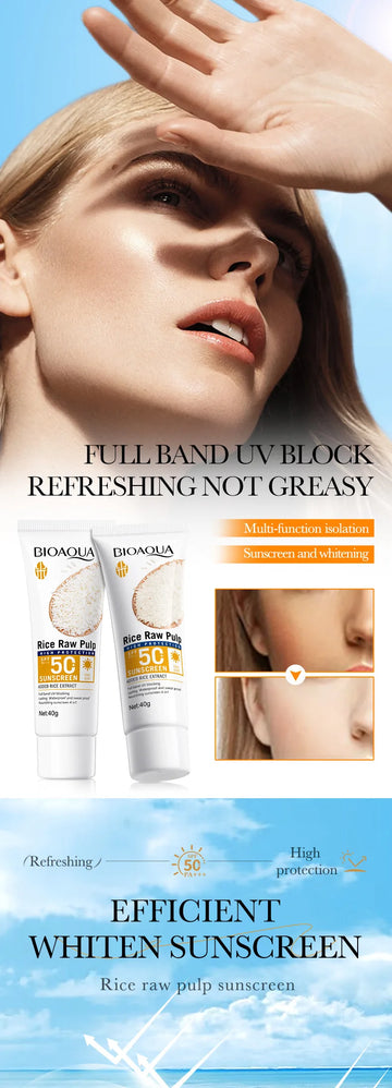 Face & Body Sunscreen SPF 50+ Facial Sunblock UVA & UVB Protection Sunblocking Cream Non-Greasy Anti Aging for Summer Beach 40g