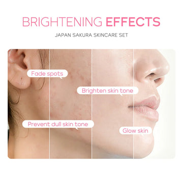 Skin Care Set Vitamin C Sakura Snail Essence Serum & Eye Cream & Face Cream Moisturizer Travel Size Skincare Set