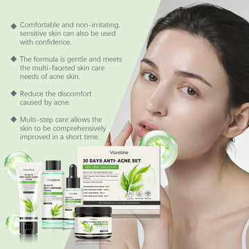 Salicylic Face Care Set Cleansing Pores Cleanser Moisturizing Toner Oil Control Serum Anti Acne Face Cream Smoothing Skin Care