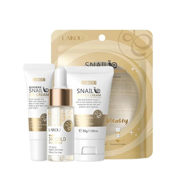 Skin Care Set Vitamin C Sakura Snail Essence Serum & Eye Cream & Face Cream Moisturizer Travel Size Skincare Set