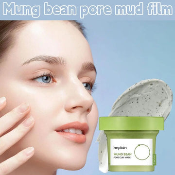 Korean Green Bean Beplain Set Foam, Face Pore Moisturizing Mung Bean Peptide Serum, Pore Clay Mask and Cleansing Oil Skincare Sets