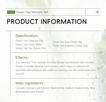 Green Tea Facial Cleaner Soothes Skin Face Toner tea Serum Moisturizing Cream Repairing Eye Cream Kits