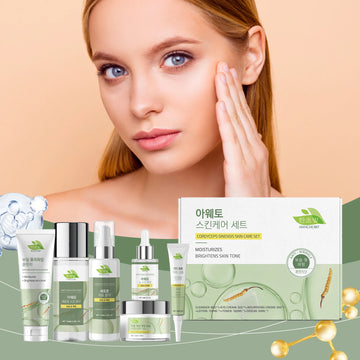 Cordyceps Skincare Set Facial Cleanser Face Moisturizing Serum Toner Firming Eye Cream Face Brighten Skincare Product Gift Box
