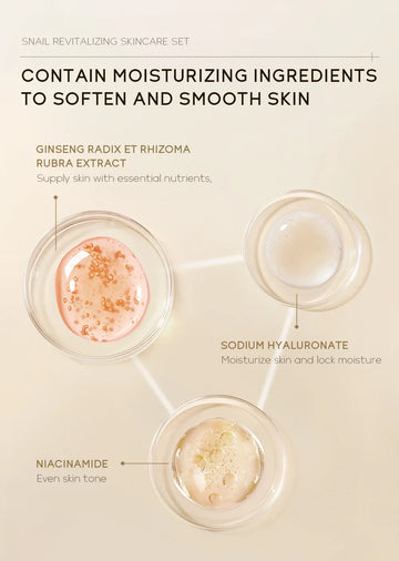 Skin Care Set Vitamin C Sakura Snail Essence Serum & Eye Cream & Face Cream Moisturizer Travel Size Skincare Set