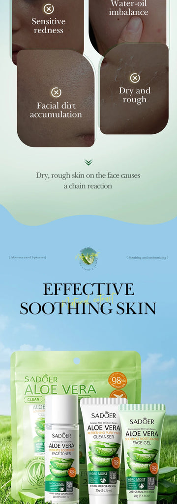 Facial Skin Care Set Moisturizing Facial Cleanser Refreshing Facial Cleanser Firming Aloe Vera Face Gel Rejuvenate Skin Lighten