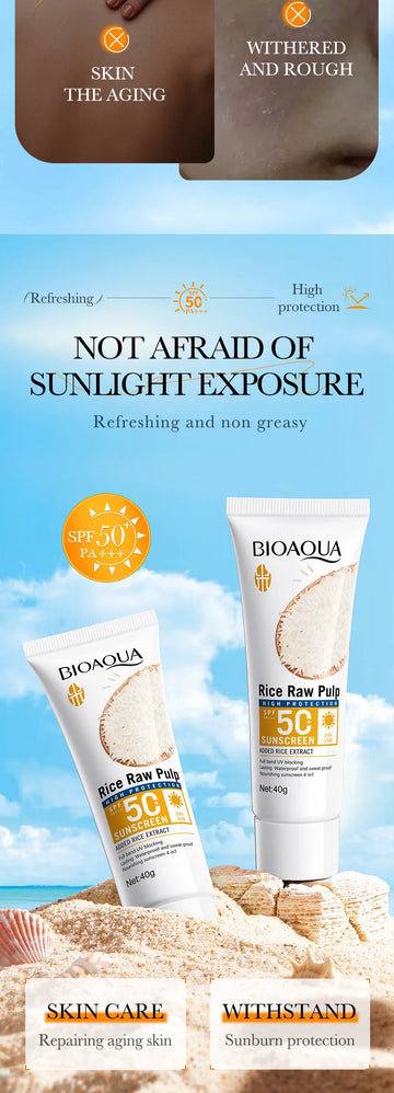 Face & Body Sunscreen SPF 50+ Facial Sunblock UVA & UVB Protection Sunblocking Cream Non-Greasy Anti Aging for Summer Beach 40g