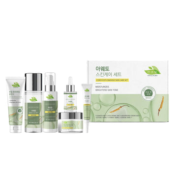 Cordyceps Skincare Set Facial Cleanser Face Moisturizing Serum Toner Firming Eye Cream Face Brighten Skincare Product Gift Box