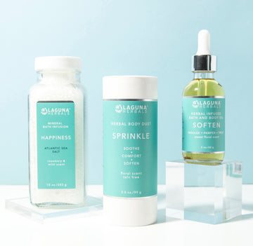 Happiness bath SET (bath soak, body oil and talc free powder)