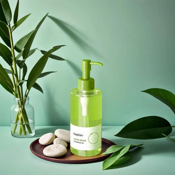 Korean Green Bean Beplain Set Foam, Face Pore Moisturizing Mung Bean Peptide Serum, Pore Clay Mask and Cleansing Oil Skincare Sets