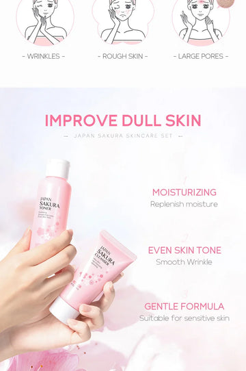 Sakura Kit Skin Care Sets Moisturizing and Reducing Fine Lines Cleansing Pore Product 5-Piece Korean Christmas Gift Set