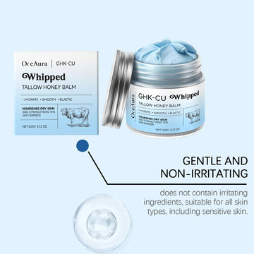 Copper Peptides GHK-Cu Beef Tallow for Skin: Blue Balm Manuka Honey Face and Body Moisturizer for Mature, Dry & Sensitive Skin