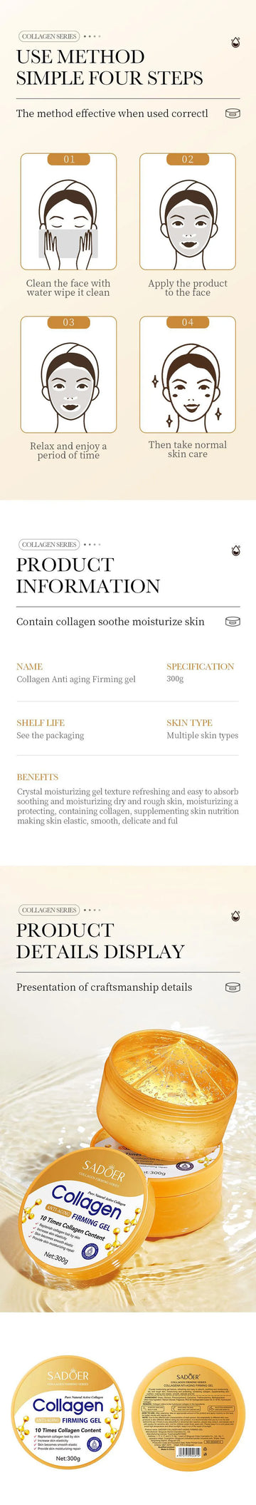 Collagen Facial Cream Face Moisturizing Gel Repair Brightening Firming Facial Creams Beauty Skin Care Products for Face
