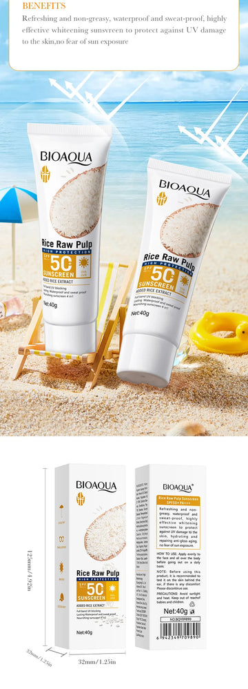 Face & Body Sunscreen SPF 50+ Facial Sunblock UVA & UVB Protection Sunblocking Cream Non-Greasy Anti Aging for Summer Beach 40g