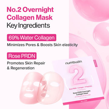 numbuzin No.2 Rose PDRN Overnight Collagen Mask 37ml / 4pcs