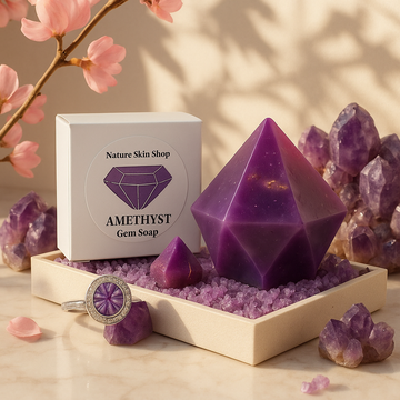 Mystic Amethyst Birthstone Gem Soap with Hidden Silver Ring