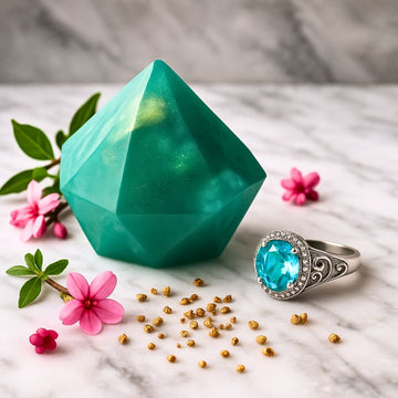 Aquamarine Birthstone Gem Soap with Hidden Silver Ring