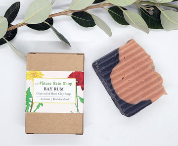 Bay Rum Activated Charcoal And Rose Clay Healing Bar, Natural Cold Process