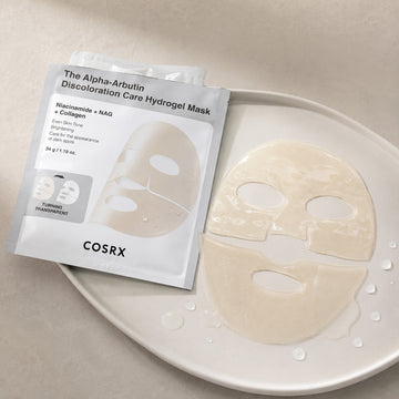 Mascarilla de hidrogel COSRX con alfa-arbutina para el cuidado de la decoloración, 3 unidades