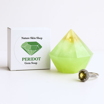 Peridot Birthstone Gem Soap with Hidden Silver Ring